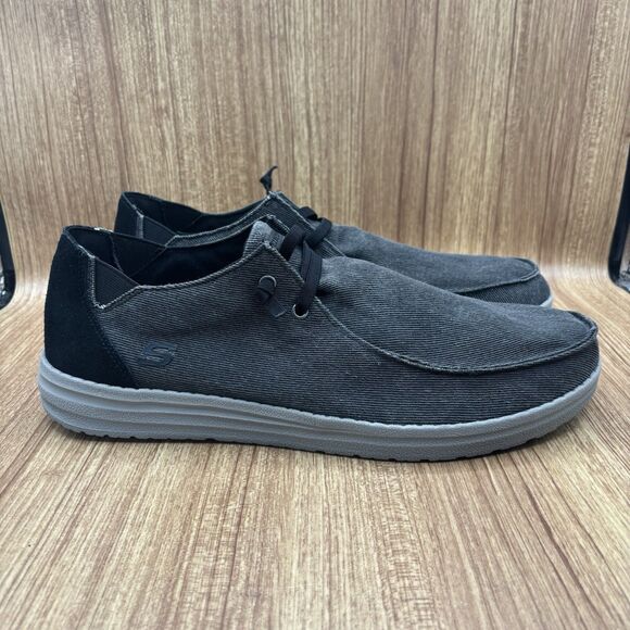 Skechers Melson Raymon Slip-in Foam Men's Black Grey Loafer Sneaker Size 15 New - Picture 1 of 9